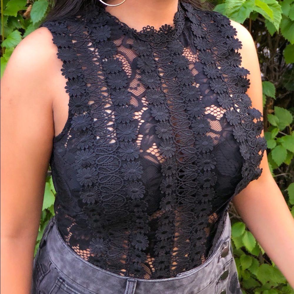 Lace Mock Neck Bodysuit